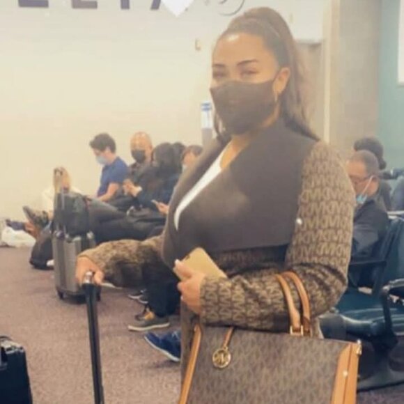 Michael Kors Wool Blend Logo Jacquard Wrap Belted Coat Brown / Black size M - Picture 3 of 7